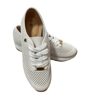 TENIS DEPORTIVO EN CUERO COMODO COLOR TALCO